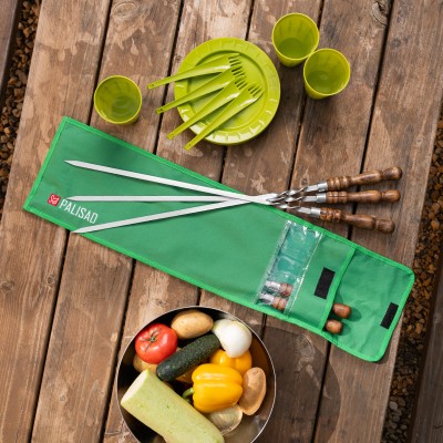 Набор шампуров плоских, 650 мм, с деревянной рукояткой, в чехле, 6 шт., Camping// Palisad Набор шампуров плоских, 650 мм, с деревянной рукояткой, в чехле, 6 шт., Camping// Palisad