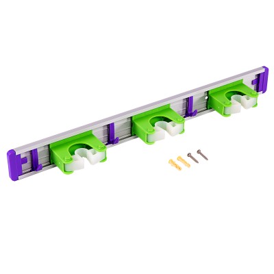 Алюминиевый настенный держатель для садово - огородного инструмента, 3 ячейки, 3 крюка, Palisad Алюминиевый настенный держатель для садово - огородного инструмента, 3 ячейки, 3 крюка, Palisad