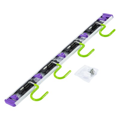 Алюминиевый настенный держатель для садового инструмента, 4 крюка, Palisad Алюминиевый настенный держатель для садового инструмента, 4 крюка, Palisad