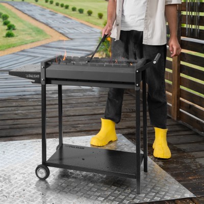 Мангал сварной на колесах, 662 х 390 х 152/805 мм, сталь 2 мм, кочерга в комплекте, Camping Palisad Мангал сварной на колесах, 662 х 390 х 152/805 мм, сталь 2 мм, кочерга в комплекте, Camping Palisad