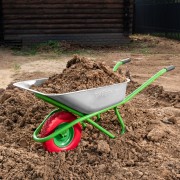 Тачка садово-строительная с PU колесом, грузоподъемность 180 кг, объем 90 л Сибртех