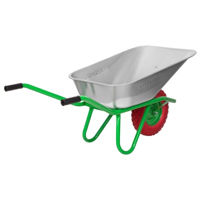 Тачка садово-строительная с PU колесом, грузоподъемность 180 кг, объем 90 л Сибртех Тачка садово-строительная с PU колесом, грузоподъемность 180 кг, объем 90 л Сибртех