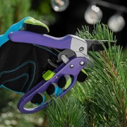 Секатор прямого реза, 200 мм, храповой механизм, металлические обрезиненные рукоятки, Palisad