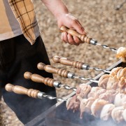 Шампур плоский, 650х10х2,5 мм, с деревянной рукояткой, нерж. сталь, Camping// Palisad