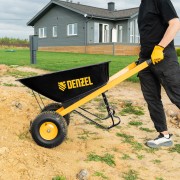 Тачка строительная, усиленная, объем 140 л, 250 кг, двухколесная, колесо 15х6.00-6 Denzel