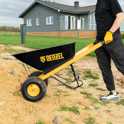 Тачка строительная, усиленная, объем 140 л, 250 кг, двухколесная, колесо 15х6.00-6 Denzel Тачка строительная, усиленная, объем 140 л, 250 кг, двухколесная, колесо 15х6.00-6 Denzel