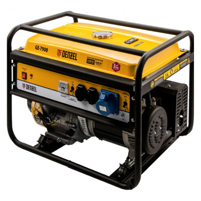 Генератор бензиновый GE 7900, 6.5 кВт, 220 В/50 Гц, 25 л, ручной пуск Denzel Генератор бензиновый GE 7900, 6.5 кВт, 220 В/50 Гц, 25 л, ручной пуск Denzel