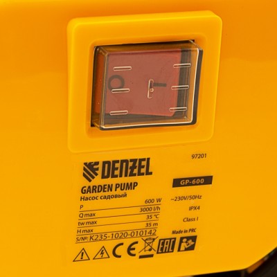 Садовый поверхностный насос GP 600, 600 Вт, 3000 л/ч, подъем 35 м, пластик Denzel Садовый поверхностный насос GP 600, 600 Вт, 3000 л/ч, подъем 35 м, пластик Denzel