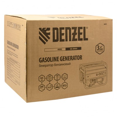 Генератор бензиновый GE 8900, 8.5 кВт, 220 В/50 Гц, 25 л, ручной старт Denzel Генератор бензиновый GE 8900, 8.5 кВт, 220 В/50 Гц, 25 л, ручной старт Denzel