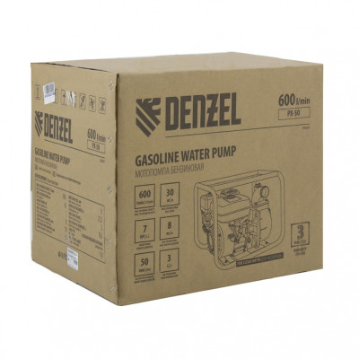 Мотопомпа бензиновая для чистой воды PX-50, 7 л.с, 2", 600 л/мин, глубина 8 м, напор 30 м Denzel Мотопомпа бензиновая для чистой воды PX-50, 7 л.с, 2", 600 л/мин, глубина 8 м, напор 30 м Denzel