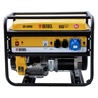 Генератор бензиновый GE 6900, 5.5 кВт, 220 В/50 Гц, 25 л, ручной старт Denzel Генератор бензиновый GE 6900, 5.5 кВт, 220 В/50 Гц, 25 л, ручной старт Denzel