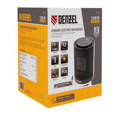 Тепловентилятор электрический керамический DTFC-1200, 3 режима, вентилятор, нагрев 600/1200 Вт Denzel Тепловентилятор электрический керамический DTFC-1200, 3 режима, вентилятор, нагрев 600/1200 Вт Denzel