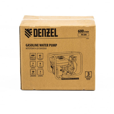 Мотопомпа бензиновая высоконапорная PX-50H, 7 л.с, 2", 600 л/мин, глубина 8 м, напор 65 м Denzel Мотопомпа бензиновая высоконапорная PX-50H, 7 л.с, 2", 600 л/мин, глубина 8 м, напор 65 м Denzel