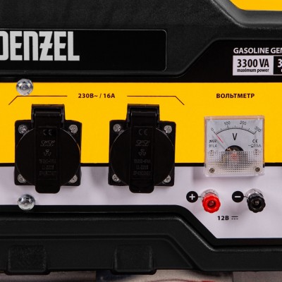 Генератор бензиновый PS-33E, 3.3 кВт, 230В, 15 л, электростартер Denzel Генератор бензиновый PS-33E, 3.3 кВт, 230В, 15 л, электростартер Denzel