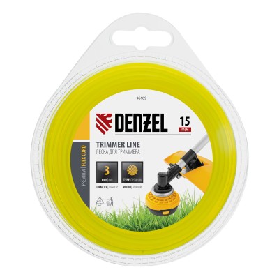 Леска для триммера, круглая 3 мм х 15 м, блистер Flex cord Denzel Леска для триммера, круглая 3 мм х 15 м, блистер Flex cord Denzel