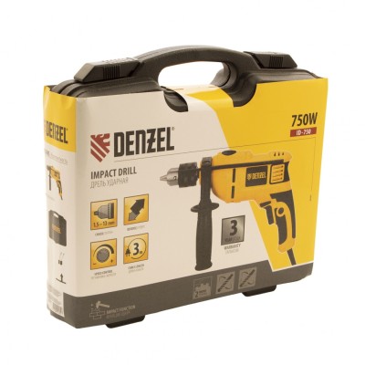 Дрель ударная ID-750, 750 Вт, 0-3000 об/мин, 48000 уд/мин Denzel Дрель ударная ID-750, 750 Вт, 0-3000 об/мин, 48000 уд/мин Denzel