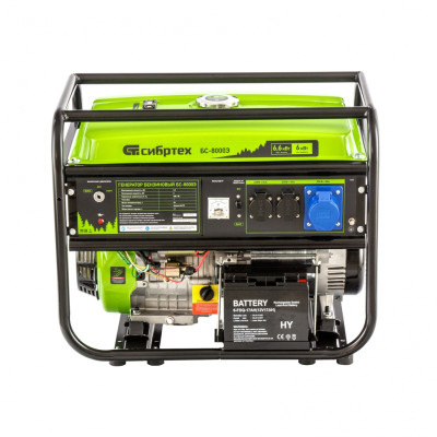 Генератор бензиновый БС-8000Э, 6,6 кВт, 230В, четырехтактный, 25 л, электростартер Сибртех Генератор бензиновый БС-8000Э, 6,6 кВт, 230В, четырехтактный, 25 л, электростартер Сибртех