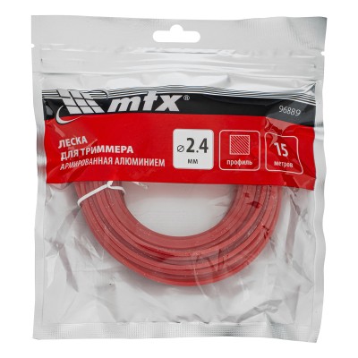 Леска для триммера армированная алюминием квадрат 2,4 мм х 15 м MTX Леска для триммера армированная алюминием квадрат 2,4 мм х 15 м MTX