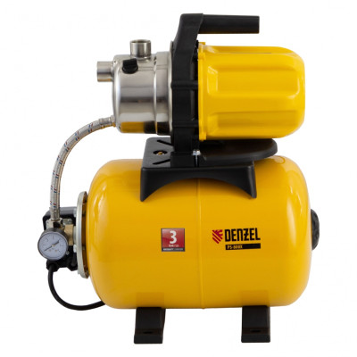 Насосная станция PS800X, 800 Вт, 3200 л/ч, ресивер 24 л, подъем 38 м, нержавейка Denzel Насосная станция PS800X, 800 Вт, 3200 л/ч, ресивер 24 л, подъем 38 м, нержавейка Denzel