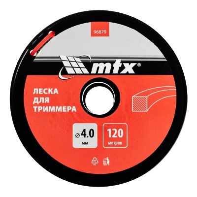 Леска для триммера квадрат 4,0 мм х 120 м, на катушке MTX Леска для триммера квадрат 4,0 мм х 120 м, на катушке MTX