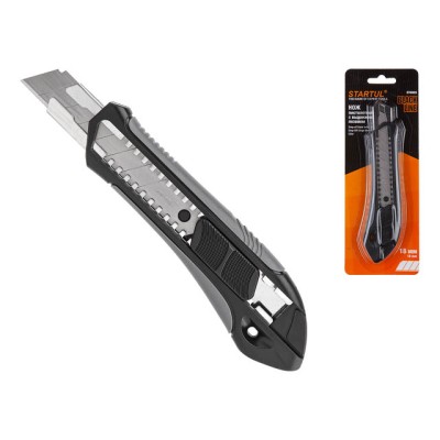Нож пистолетный с выдвижным лезвием 18мм BLACK LINE STARTUL (ST0925) Нож пистолетный с выдвижным лезвием 18мм BLACK LINE STARTUL (ST0925)