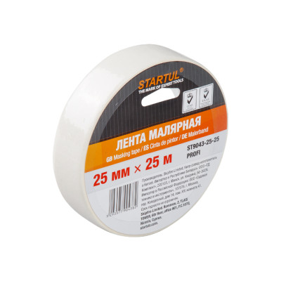 Лента малярная 25ммх25м STARTUL PROFI (ST9043-25-25), белая Лента малярная 25ммх25м STARTUL PROFI (ST9043-25-25), белая