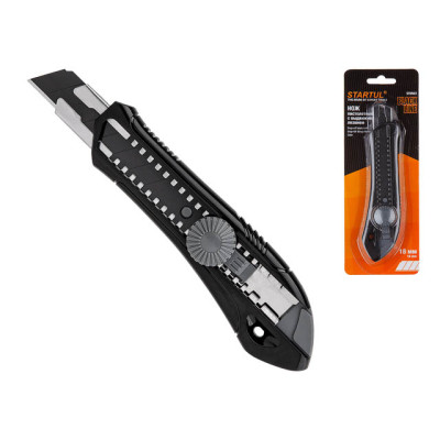 Нож пистолетный с выдвижным лезвием 18мм BLACK LINE STARTUL (ST0922) Нож пистолетный с выдвижным лезвием 18мм BLACK LINE STARTUL (ST0922)