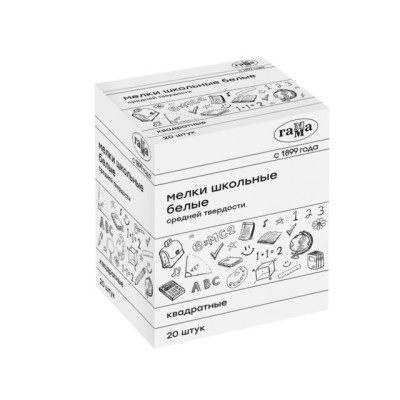 Мелок средн. твердости БЕЛЫЙ квадратный школьный уп.20 шт Мелок средн. твердости БЕЛЫЙ квадратный школьный уп.20 шт