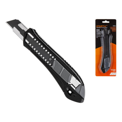 Нож пистолетный с выдвижным лезвием 18мм BLACK LINE STARTUL (ST0923) Нож пистолетный с выдвижным лезвием 18мм BLACK LINE STARTUL (ST0923)