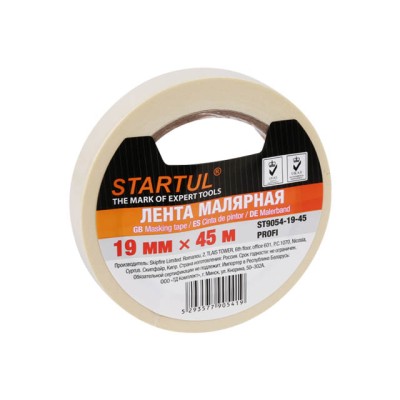 Лента малярная 19ммх45м STARTUL PROFI (ST9054-19-45), белая Лента малярная 19ммх45м STARTUL PROFI (ST9054-19-45), белая