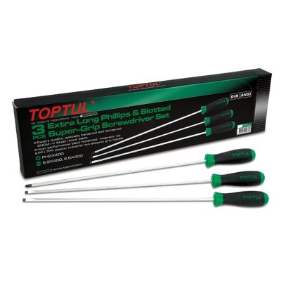 Набор отверток 3шт EXTRA LONG (SL5,5 SL6,5 PH2) 400mm TOPTUL Набор отверток 3шт EXTRA LONG (SL5,5 SL6,5 PH2) 400mm TOPTUL