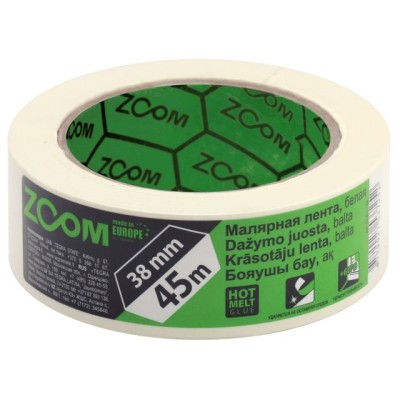 Лента малярная 38ммх45м ZOOM, белая Лента малярная 38ммх45м ZOOM, белая