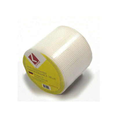 Лента стеклотканевая (серпянка) 100ммх45м самокл. Лента стеклотканевая (серпянка) 100ммх45м самокл.