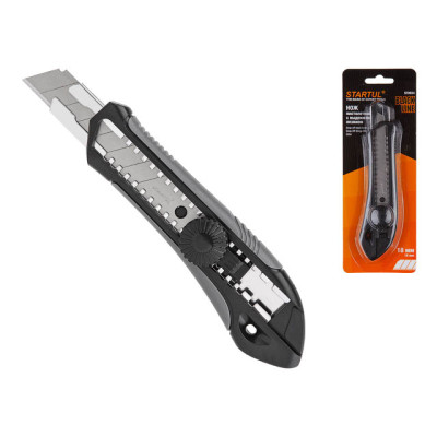 Нож пистолетный с выдвижным лезвием 18мм BLACK LINE STARTUL (ST0924) Нож пистолетный с выдвижным лезвием 18мм BLACK LINE STARTUL (ST0924)
