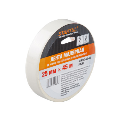 Лента малярная 25ммх45м STARTUL PROFI (ST9043-25-45), белая Лента малярная 25ммх45м STARTUL PROFI (ST9043-25-45), белая