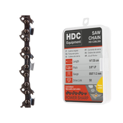 Цепь 35 см 14" 3/8" LP 1.3 мм 50 зв. (в пласт. боксе) HDC Цепь 35 см 14" 3/8" LP 1.3 мм 50 зв. (в пласт. боксе) HDC