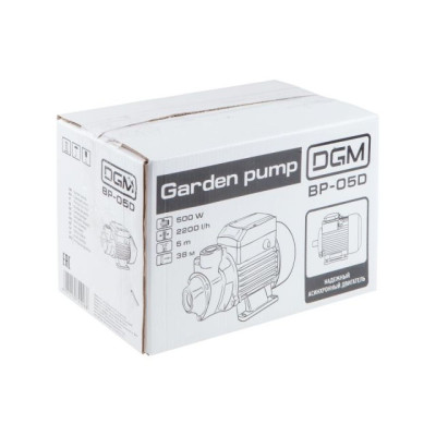 Насос садовый DGM BP-05D, 500 Вт, 2200 л/ч Насос садовый DGM BP-05D, 500 Вт, 2200 л/ч