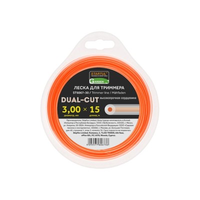 Леска ф 3.0 мм х 15 м кругл. сеч. DUAL-CUT STARTUL GARDEN Леска ф 3.0 мм х 15 м кругл. сеч. DUAL-CUT STARTUL GARDEN