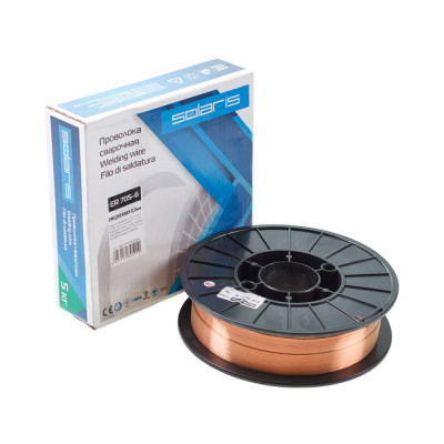 Проволока сварочная омедненная ER 70S-6 ф0,8мм (катушка D200 5 кг) SOLARIS Проволока сварочная омедненная ER 70S-6 ф0,8мм (катушка D200 5 кг) SOLARIS
