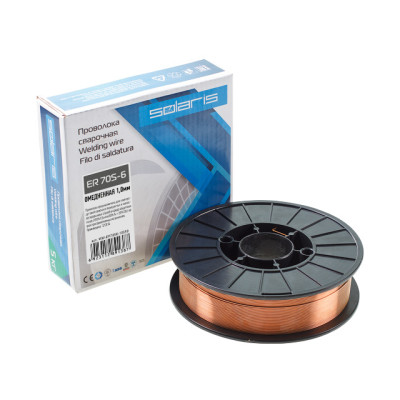 Проволока сварочная омедненная ER 70S-6 ф1,0мм (катушка D200 5 кг) SOLARIS Проволока сварочная омедненная ER 70S-6 ф1,0мм (катушка D200 5 кг) SOLARIS