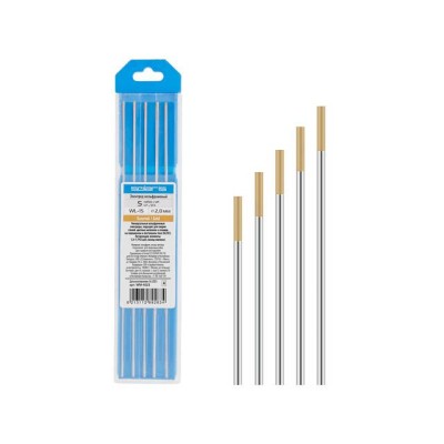 Электрод вольфрамовый золотой WL-15, Ф 2,0 мм (набор 5 шт) SOLARIS Электрод вольфрамовый золотой WL-15, Ф 2,0 мм (набор 5 шт) SOLARIS