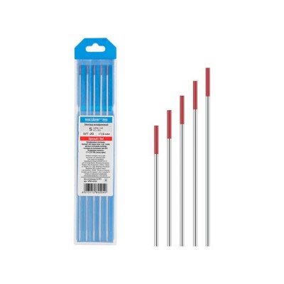 Электрод вольфрамовый красный WT-20, Ф 1,6 мм (набор 5 шт) SOLARIS Электрод вольфрамовый красный WT-20, Ф 1,6 мм (набор 5 шт) SOLARIS