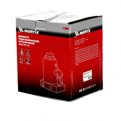 Домкрат гидравлический бутылочный, 30 т, h подъема 244-370 мм Matrix Домкрат гидравлический бутылочный, 30 т, h подъема 244-370 мм Matrix