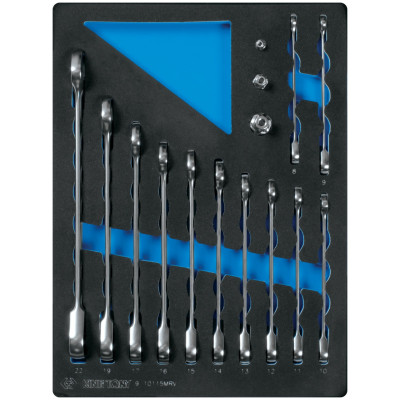 Набор комбинированных трещоточных ключей, 8-22 мм, ложемент, 15 предметов KING TONY 9-10115MRV Набор комбинированных трещоточных ключей, 8-22 мм, ложемент, 15 предметов KING TONY 9-10115MRV