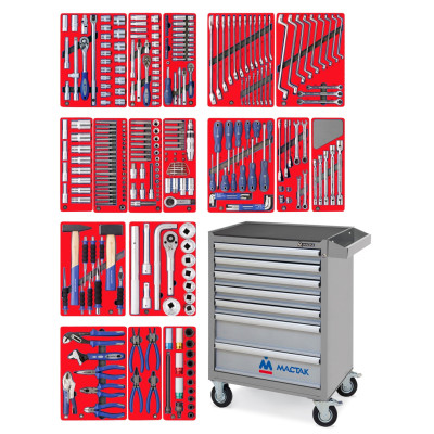 Набор инструментов "ЭКСПЕРТ" в серой тележке, 323 предмета МАСТАК 52-07323G Набор инструментов "ЭКСПЕРТ" в серой тележке, 323 предмета МАСТАК 52-07323G