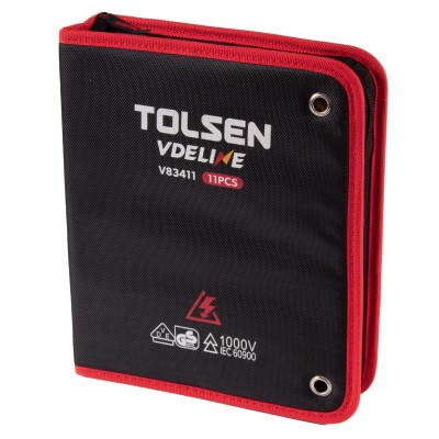 TOLSEN Набор инструментов диэлектрических, 11 предметов, в футляре на молнии TOLSEN Набор инструментов диэлектрических, 11 предметов, в футляре на молнии
