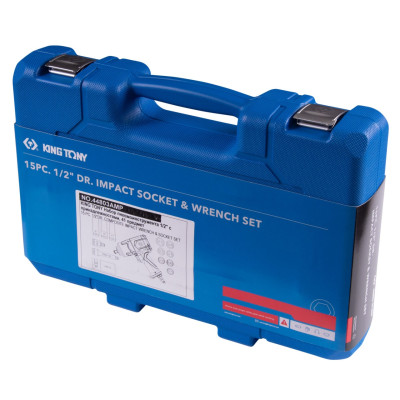 KING TONY Гайковерт пневматический ударный 1/2", 1356 Нм, с комплектом головок, 15 предметов KING TONY Гайковерт пневматический ударный 1/2", 1356 Нм, с комплектом головок, 15 предметов