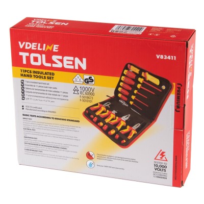 TOLSEN Набор инструментов диэлектрических, 11 предметов, в футляре на молнии TOLSEN Набор инструментов диэлектрических, 11 предметов, в футляре на молнии