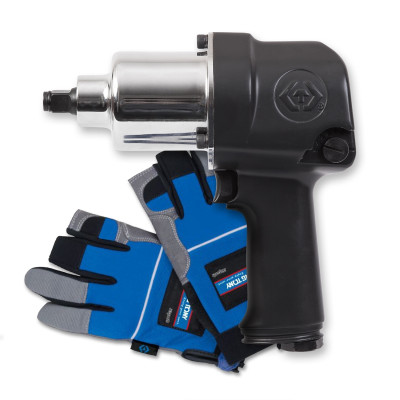 KING TONY Гайковерт пневматический ударный 1/2", 881 Нм, в комплекте перчатки антивибрационные KING TONY Гайковерт пневматический ударный 1/2", 881 Нм, в комплекте перчатки антивибрационные