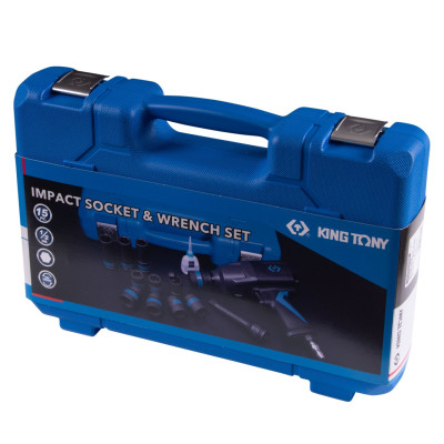 KING TONY Гайковерт пневматический ударный 1/2", 1356 Нм, с комплектом головок, 15 предметов KING TONY Гайковерт пневматический ударный 1/2", 1356 Нм, с комплектом головок, 15 предметов